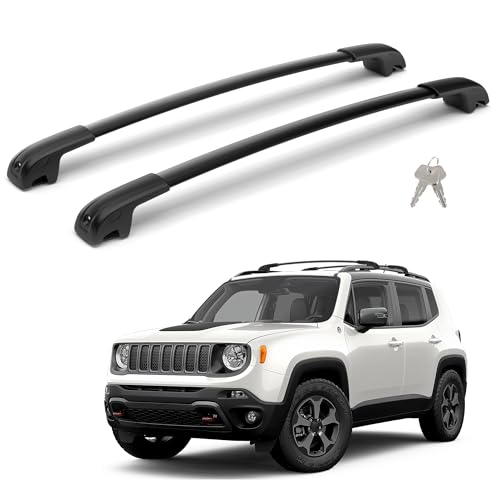FLYCLE 220Lbs Lockable Roof Rack Cross Bars Compatible with 2015-2024 Jeep Renegade Heavy Duty Aluminum Crossbar Fit Luggage Luggage Kayaks Bicycles Snowboard