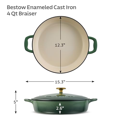 Image of Tramontina Bestow Enameled Cast Iron 4-Qt Braiser Pan with Lid, Cactus