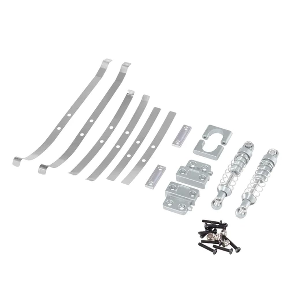 UMTSGYNU Rear Axle Fixing Parts and Rear Shock Absorber Spring Steel Plate Metal Accessories Compatible with MN1/12 MN82 LC79 1/12 RC Car Upgrade(Silver)