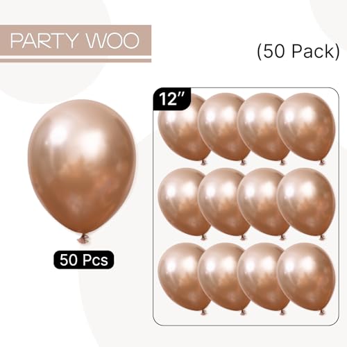 Image of PartyWoo Metallic Rose Gold Balloons 50pcs Chrome Champagne Gold Color
