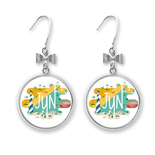 Pendientes de lazo con ilustración de mes de junio, gancho perforado