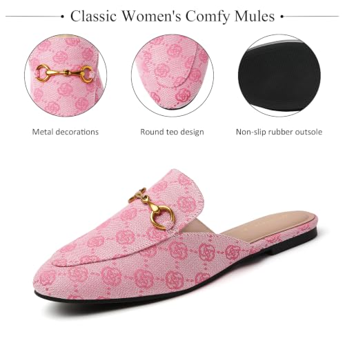 Image of Minorsu Buckle Mules for Women Flats Loafers Shoes for Work Office Business