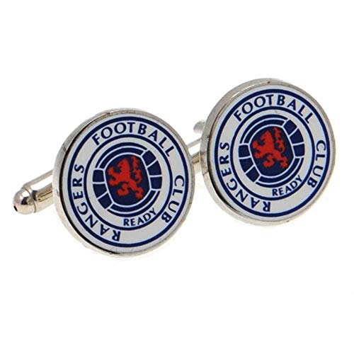 Rangers FC Mens Official Metal Football Crest Cufflinks (One Size) (Silver/White/Blue)