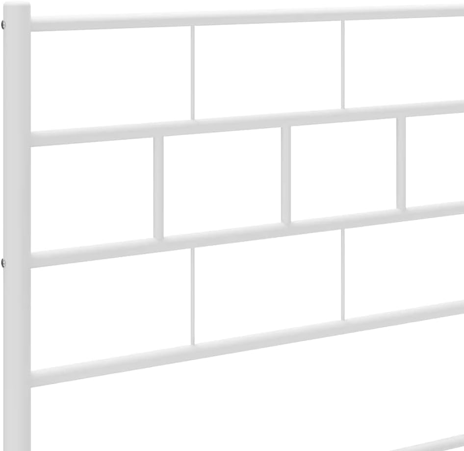 vidaXL 12-Inch White Metal Full Bed Frame with Headboard & Footboard, Heavy-Duty Slats Support with Under-Bed Storage for Modern Bedroom, No Box Spring Needed & Easy Assembly, No Mattress