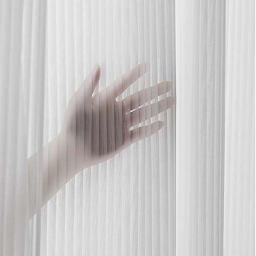 BCughia White Sheer Curtain 62 inch Length 2 Panels Set, Solid Color Stripes Pinch Pleat Curtains for Bedroom and Living Room 42" W x 62" L - Image 3