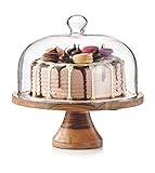 Royalty Art 4-in-1 Cake Stand with Dome, Cheese Board, Covered Platter, and Serving Tray for Pastries, Pies, Appetizers, and Holiday Treats, Decorative Kitchen Server and Display