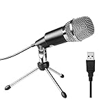 ROM Micrófono USB Micrófono de Condensador, Micrófono de PC, Plug and Play Home Studio Micrófono de Condensador USB cardioide para Skype, Grabaciones para Youtube