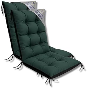 Amazinggirl Gartenstuhl Hochlehner Auflagen Set: 2X 50x120 cm - Sitzauflagen Gartenmöbel Gartenstuhlauflagen Polster Auflage für Gartenstühle Sitzpolster Outdoor Stuhlauflagen Sitzkissen Grün