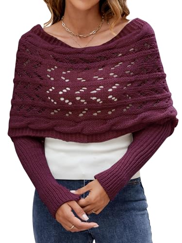 Wantonfy Bufanda Con Mangas Poncho de Punto para Mujer Manta Mantón Invierno