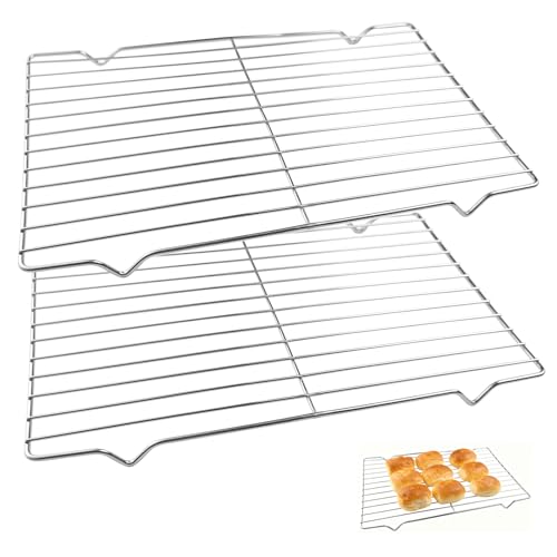 BMZXCH 2 Pièces Grille Four Universelle Patisserie Refroidissement Cuisson en Acier Inoxydable, Rectangulaire Cooling Rack de Refroidissement de Gâteau pour...