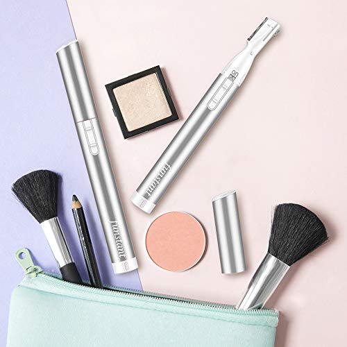 Funstant Silver, Upgraded Eyebrow Trimmer, Precision Facial Hair Trimmer With Comb, Painless Battery Operated Eyebrow Razor For Women No Pulling Sensation For Face Chin Neck, Upper-Lip, Peach-Fuzz #TOP7