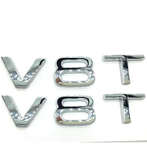 Image of 2pcs OEM ABS Nameplate Compatible for V8 T Chrome Emblem 3D Trunk Logo Badge Compact Decoration