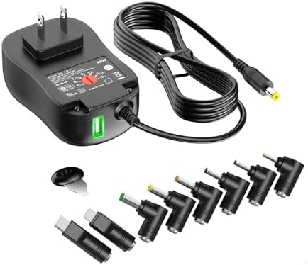 Powseed 3A 45W acアダプター 15V 13.5V 12V 9V 7.5V 6V 5V マルチ電圧アダプター 3aタイプc充電器 5V 2A USBポート dc 5~15V 家電用 ルーター CCTV タブレット スピーカー ビデオ 監視カメラ カメラ ユニバサル アダプター 3000mA