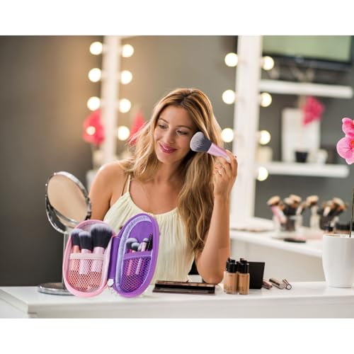 AWAVM 10Pièces pinceaux de maquillage de voyage et trousse de maquillage,pinceaux de maquillage professionnels de voyage,Mini l'ensemble de maquillage pour le visage et les yeux (Couleur rose) – vue 6
