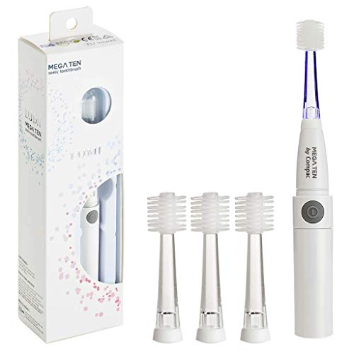 Brilliant Lumi Travel Sonic Toothbrush for Adults - Round Brush Head with Super-Fine Micro Bristles and Gentle Sonic Technology for a Brilliant Smile, 4 Brush Heads