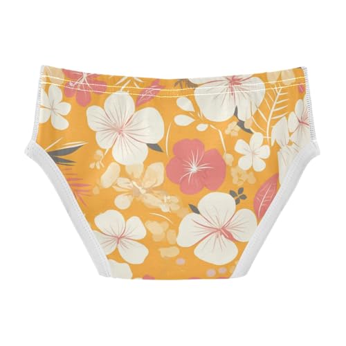 KLL Vintage Yellow Orange Floral Pattern Little Boys Comfort Nighttime Underwear Breathable Children Panties2