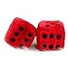 Giveme5 3 inch Pair of Retro Square Mirror Hanging Couple Fuzzy Plush Dice with Dots For Car Interior Ornament Decoration (Red)