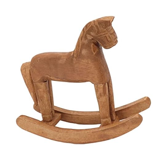 Hosuho Caballo Mecedora de Madera Antiguo Afortunado Mano Tallada Caballo de Troya Decoración de Mesa para el Hogar Oficina Dormitorio