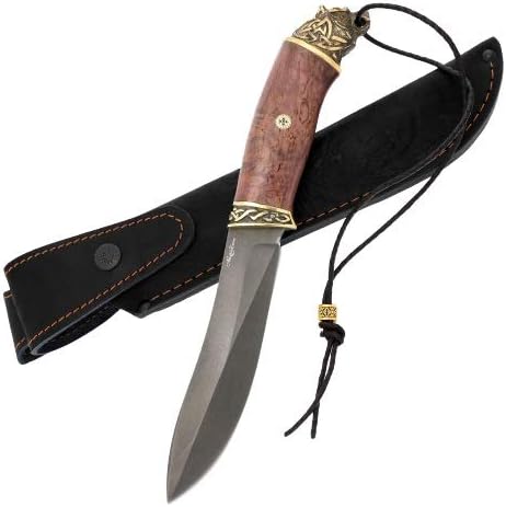 Knife Volcano, Wootz Steel, Karelian Birch Handle