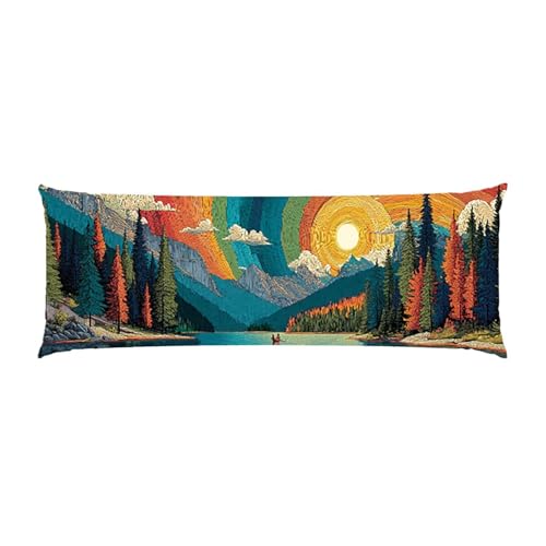 Almohada Corporal Larga Montañas Escénicas Cojin Embarazo 30x90cm – Almohada Larga para Dormir de Lado Cojín para Descanso Maternidad y Lactancia Embarazadas, Funda de Terciopelo b-222