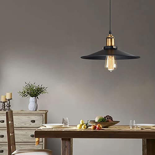 Suspension en métal noir au design rétro soigné avec douille E27 de 30 cm