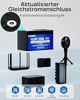 DCHOUSE 12V 12Ah LiFePO4 Batterie, Kabelbaumanschluss und DC Anschluss – Ansicht 3