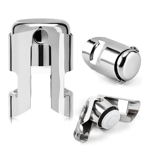 Pack of 1 RMS Stainless Steel Bottle Stoppers for Prosecco and Wine - Champagne Stainless Steel Prosecco Bottle Stopper - Premium Durable and Leak Proof Airtight Seal for Sparkling Wine Bottles