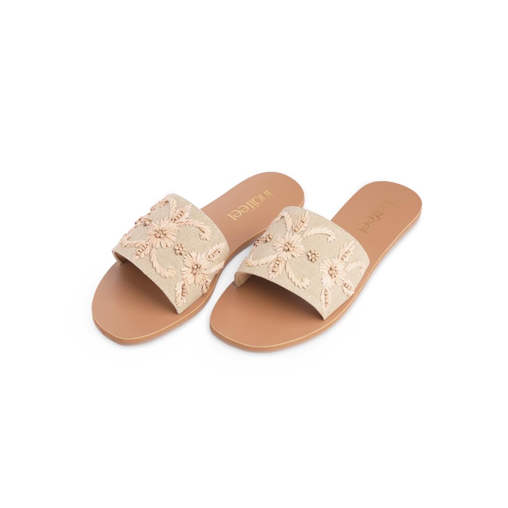 Indifeet Embroidered Flats for Women Woman Fancy Stylish Embroidery Flat Footwear Womens Latest Fashion Slippers Ladies Trendy Open Toe Chappals Girls Casual Chappal Cream (B0D66FV5YG) Amazon Price History, Amazon Price Tracker