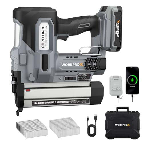 Image of WORKPROX 20V Cordless Brad Nailer Kit, 18 Gauge 2-in-1 Nail & Staple Gun