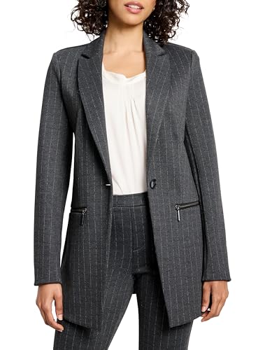NIC+ZOE Womens Pinstripe Ponte Zip Jacket2