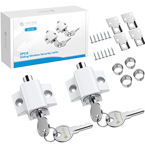 eSynic - eSynic Lot de 2 verrous de porte coulissants professionnels pour porte de patio coulissante - Verrou de sécurité durable - Blanc - Parfait pour la sécurité de la maison - -6%