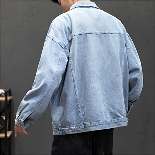 Manteaux en jean vintage pour homme gris veste col rabattable HEYDHSDC XXL - 3