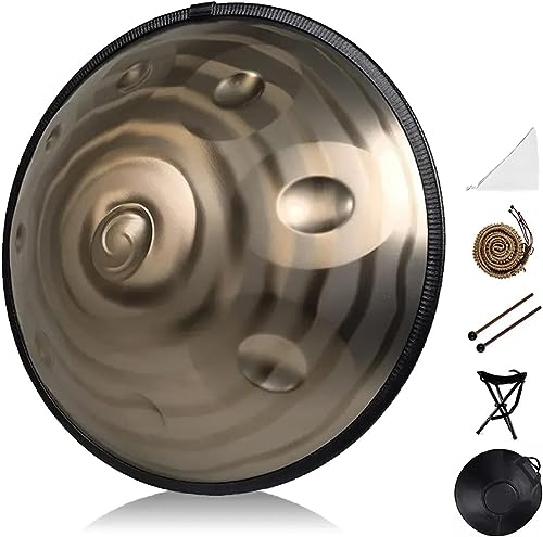 Handpan Drum, Hand Pan en Re menor, 22 pulgadas 440Hz con estuche y palillos miniatura 1