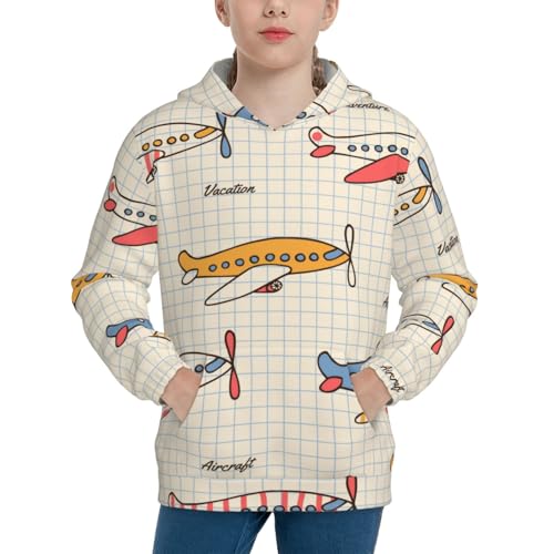 Striped Vintage Planes Kid Hoodies Boys Sweatshirts Girls Pullover with Pocket