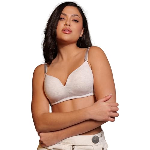 Image of BODYSIZE Women's Demi Cup Padded Bra | Soft Cotton-Lycra Stretch | Wire-Free Comfort, Lightly Padded Support, Seamless with Adjustable Straps (ELA)