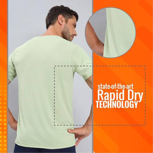 Image of TECHNOSPORT Men's Slim Fit Polyester Activewear Sports T-Shirt with Moisture-Wicking Comfort for Workout, Running & Gym