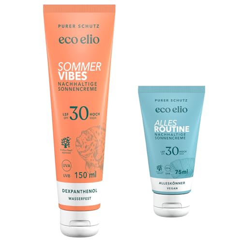 crema solar sostenible eco elio SPF 30 'Summer Twosome' I Crema solar tamaño viaje + crema solar fragancia coco I Crema solar cuerpo 30 sin octocrileno ni microplásticos