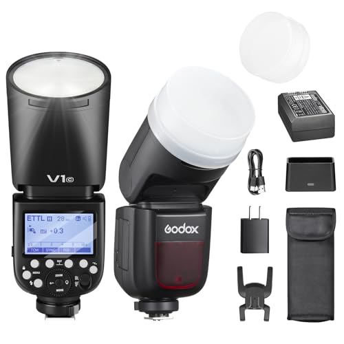 Godox V1C Rundb kamerablitz 76W Speedlite Professioneller Kamera Flash 1/8000 HSS 2.4G Wireless X System E-TTL II mit 2600mAh Li-Ionen Kompatibel für...