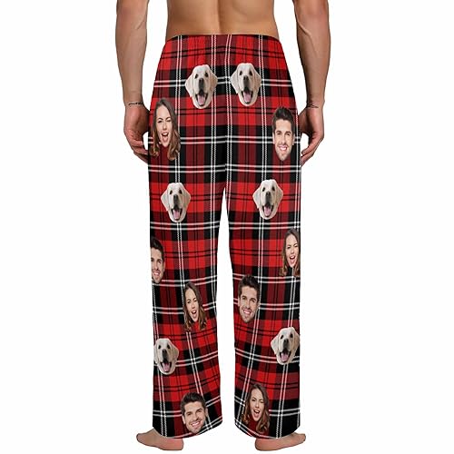 FunStudio Christmas Custom Face Plaid Pajama Pants with Picture Xmas Customized Photo Gifts for Men Women4