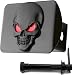 LFPartS 100% Metal Skull 3D Emblem Trailer Hitch Cover Fits 2" Receivers (Black Red on Black)