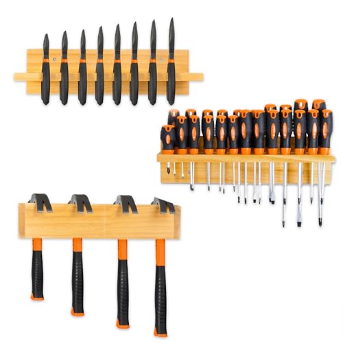 Image of Iron Forge Tools Screwdriver Organizer, Hammer Holder and Pliers Rack - Wall Mount Workshop Hand Tool Organizers and Storage
