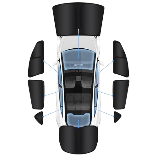 Full Set 8PCS Window Shades - Fits 2020-2026 Tesla Model 3/ Highland - Double-Sided Black - UV Block & Heat Reduction - Model 3/ Highland Accessories for Camping - Cooling Coatings