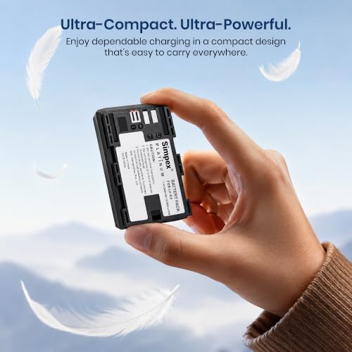 Image of Simpex LP-E6 Rechargeable Camera Battery 6300mAh Lithium-ion Replacement Battery Compatible with Canon EOS XC10, XC15, 60D, 70D, 80D, 5D Mark II /III /IV, 5DS, 5DS R, 6D, 6D Mark II & 7D Series(Black)