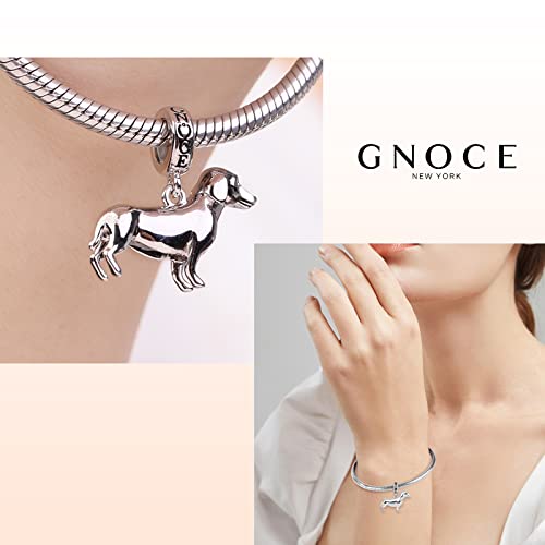 Image of GNOCE Pet Dog Bead Charm for Women,Silver Charms Necklace Bracelet for Her, Jewelry Gift