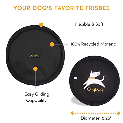 Ollydog Flyer Disc, Dog Frisbee, Lightweight And Floating, Dog Toys Interactive, Dog Stuff, Gentle On Teeth And Gums (Raven) #TOP1