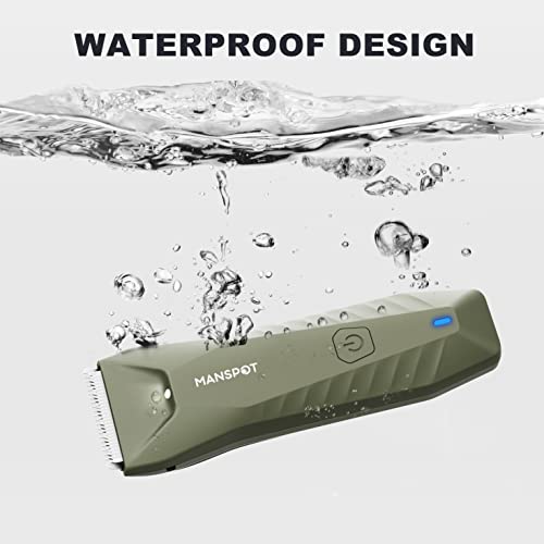 Image of MANSPOT Manscape Trimmer for Men Ball /Pubic /Groin, Electric Body Hair Trimmer, Replaceable Ceramic Blade Heads,Waterproof for Wet /Dry Use,Standing Recharge Dock,90 Minutes Shaving After Charged(Green)
