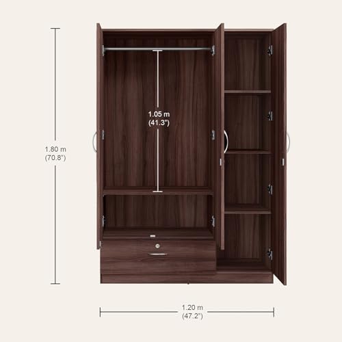 Image of Interio by Godrej Wardrobe, EWA 3-Door Engineered Wood Wardrobe with Mirror