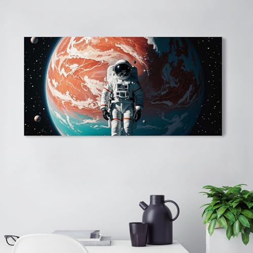 Toile astronaute solitaire haut de gamme, tableau salon 50,8x101,6 cm
