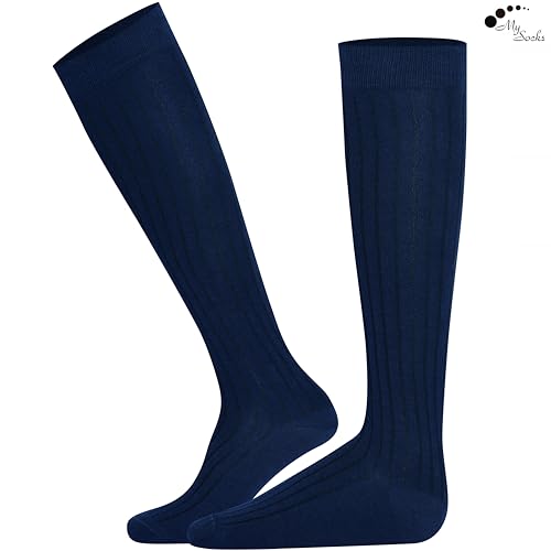 Image of Mysocks Knee High Socks for Women Men Combed Cotton Seamless Toe Tall Long High Socks