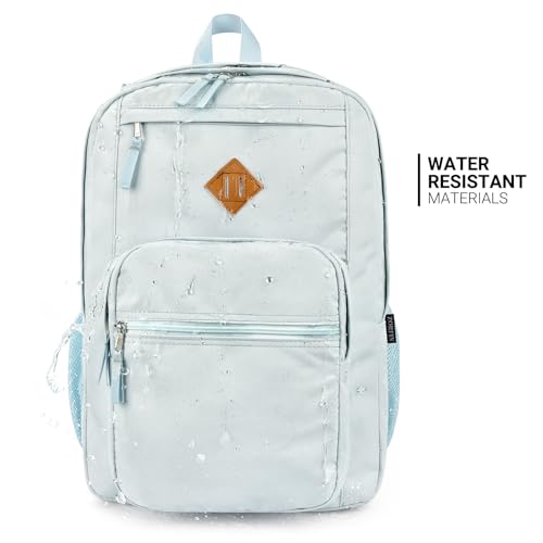 Image of ZORFIN 26L Backpack for College, and Travel: Water Resistant Bookbag - Light Gray Blue
